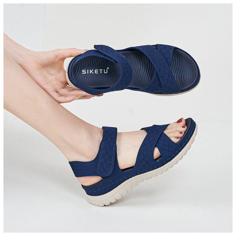 Cutout Platform Sandals for Women, Hook-and-Loop Orthopedic Walking Slides