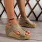 Studded Platform Wedge Sandals for Women - Peep Toe Summer Shoes with Cushioned Footbed