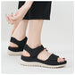 Platform Beach Sandals for Women, Cutout Hook-and-Loop Summer Slides