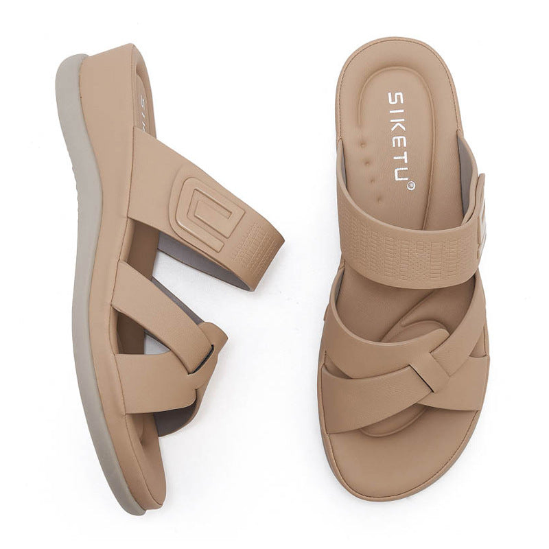 Plus Size Sport Sandals for Women, Plaid Thick Sole Casual Walking Slides