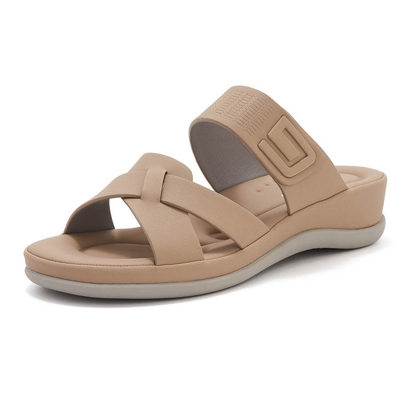 Plus Size Sport Sandals for Women, Plaid Thick Sole Casual Walking Slides