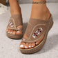 Embroidered Wedge Flip Flops for Women - Lightweight Summer Thong Sandals