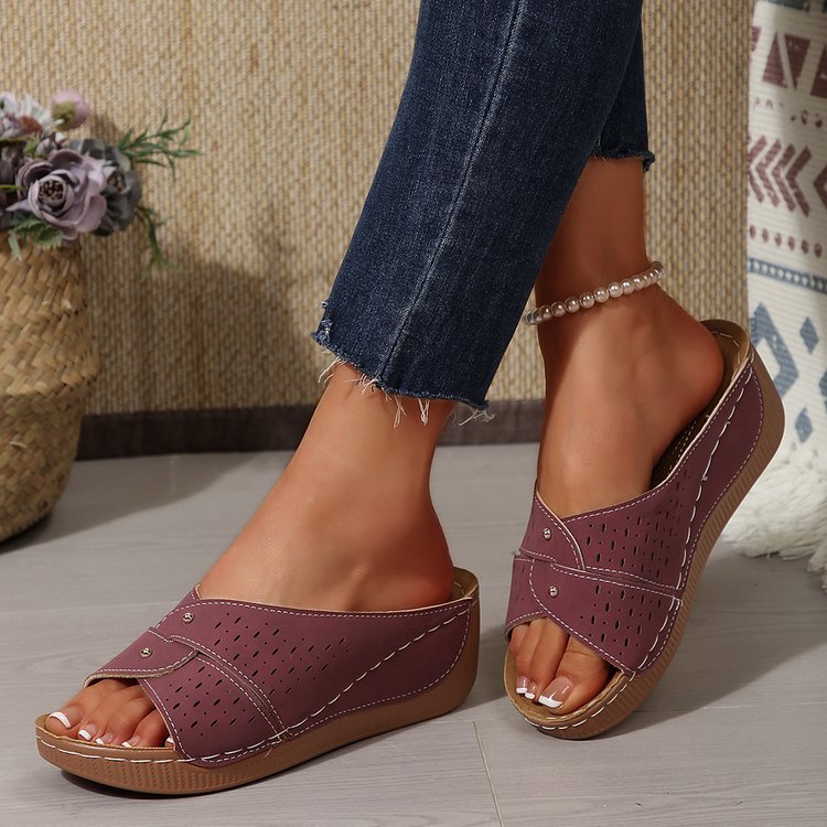 Comfortable Wedge Shoes for Women - Breathable Lightweight Summer Slides
