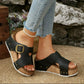 Platform Slide Sandals for Women - Comfortable Buckle Strap Summer Slippers
