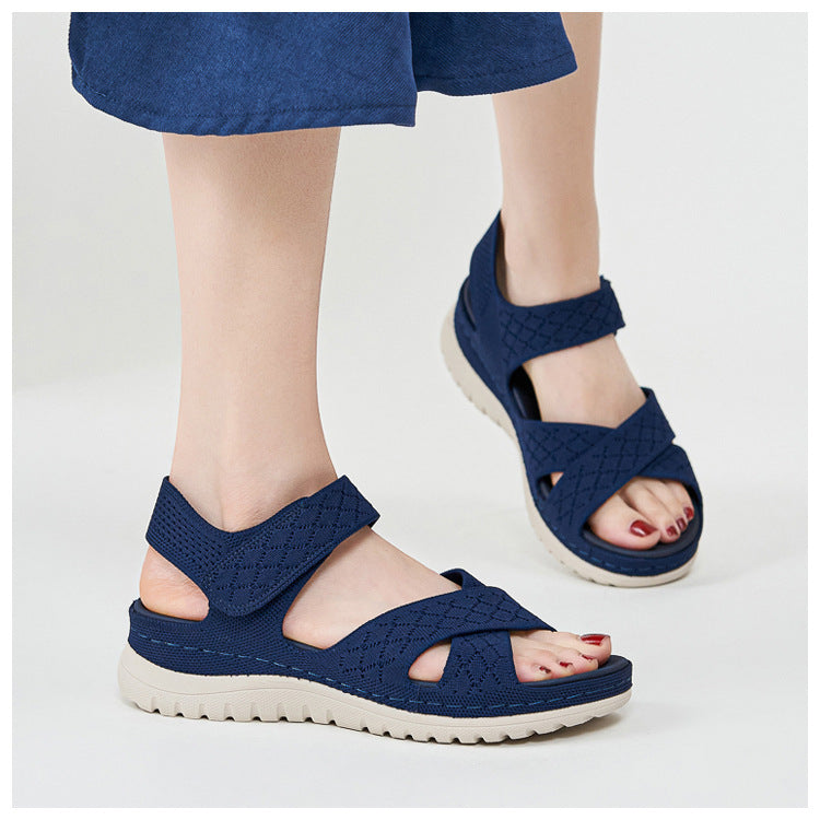 Cutout Platform Sandals for Women, Hook-and-Loop Orthopedic Walking Slides