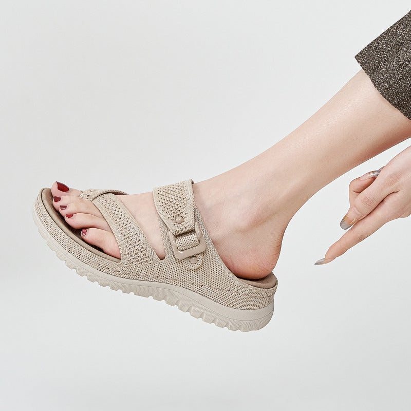 Sport Platform Sandals for Women, Ventilated Cutout Summer Walking Slides