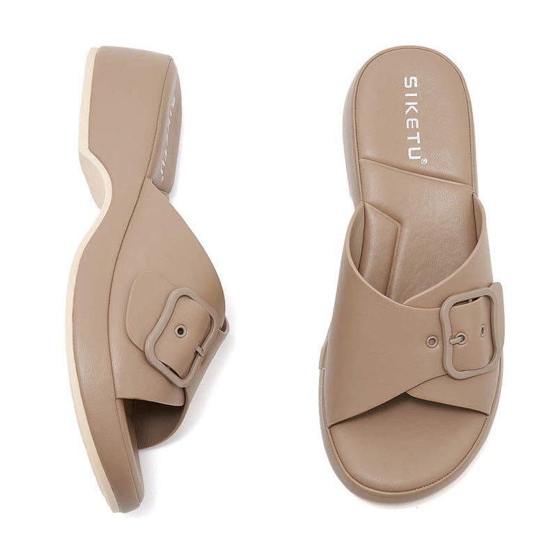Metallic Wedge Sandals for Women, Anti-Slip Beach Summer Slides