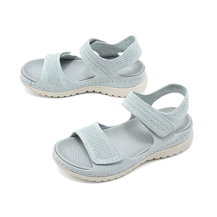 Platform Beach Sandals for Women, Cutout Hook-and-Loop Summer Slides