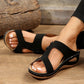 Slide Sandals for Women - Wedge Platform with Carved Cutout Design