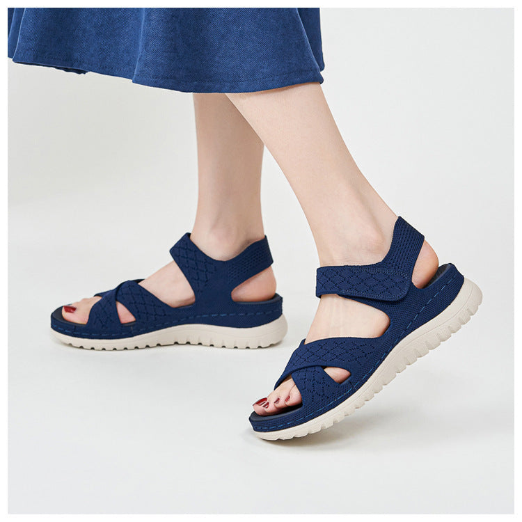 Cutout Platform Sandals for Women, Hook-and-Loop Orthopedic Walking Slides