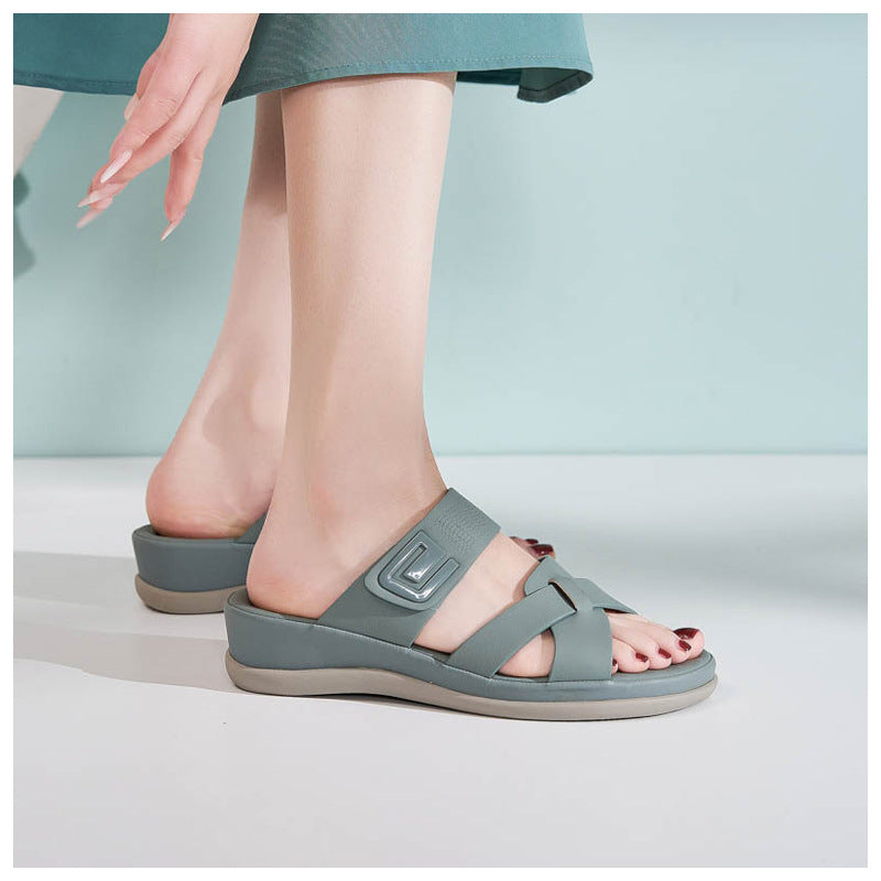 Plus Size Sport Sandals for Women, Plaid Thick Sole Casual Walking Slides