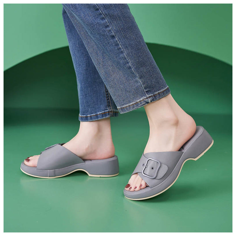 Metallic Wedge Sandals for Women, Anti-Slip Beach Summer Slides