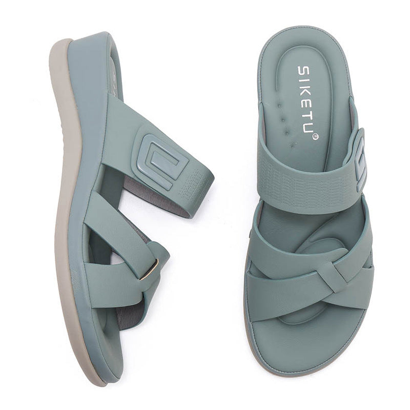 Plus Size Sport Sandals for Women, Plaid Thick Sole Casual Walking Slides