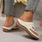 Embroidered Wedge Flip Flops for Women - Lightweight Summer Thong Sandals
