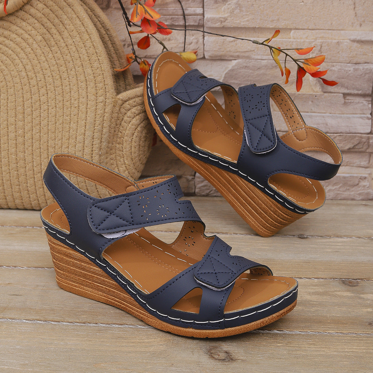 Platform Sandals for Women - Adjustable Criss-Cross Straps with Arch Support