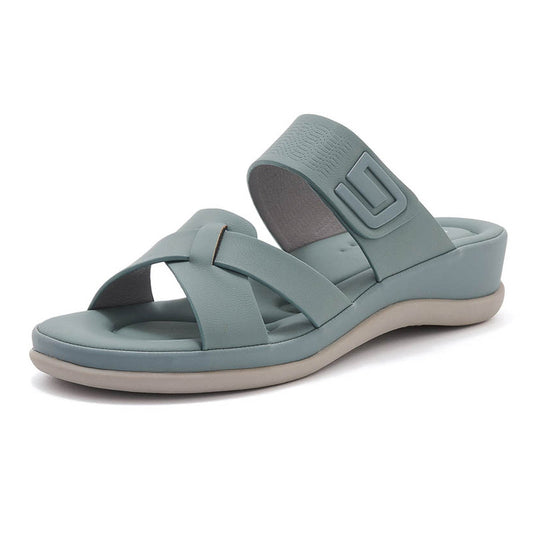 Plus Size Sport Sandals for Women, Plaid Thick Sole Casual Walking Slides