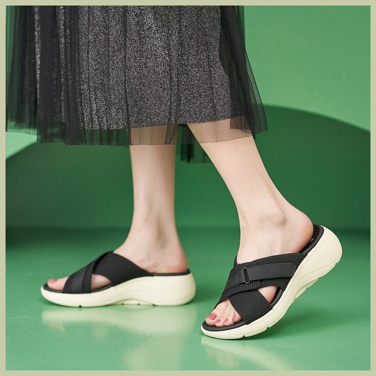 Walking Sandals for Women, Thick-Soled Velcro Sport Comfort Slides