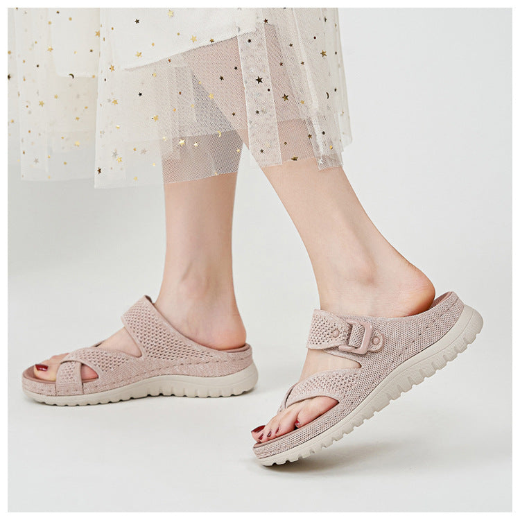 Sport Platform Sandals for Women, Ventilated Cutout Summer Walking Slides