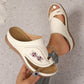 Embroidered Wedge Flip Flops for Women - Lightweight Summer Thong Sandals