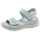 Platform Beach Sandals for Women, Cutout Hook-and-Loop Summer Slides