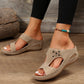 Slide Sandals for Women - Wedge Platform with Carved Cutout Design