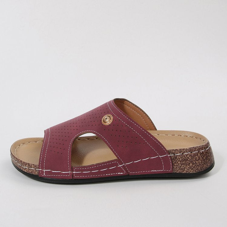 Cork Wedge Slide Sandals for Women - Lightweight Retro Platform Slippers