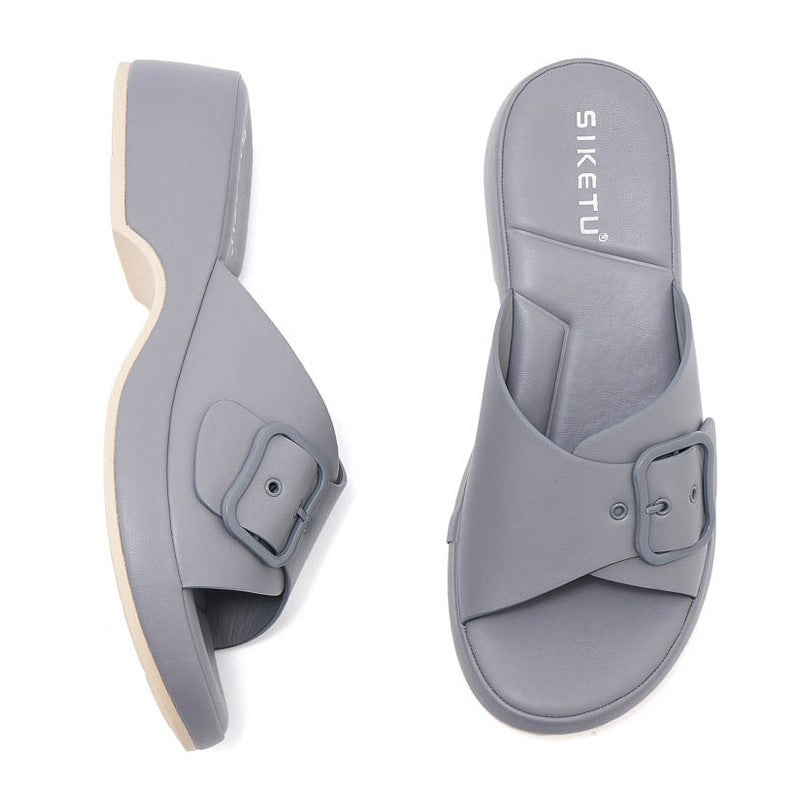 Metallic Wedge Sandals for Women, Anti-Slip Beach Summer Slides