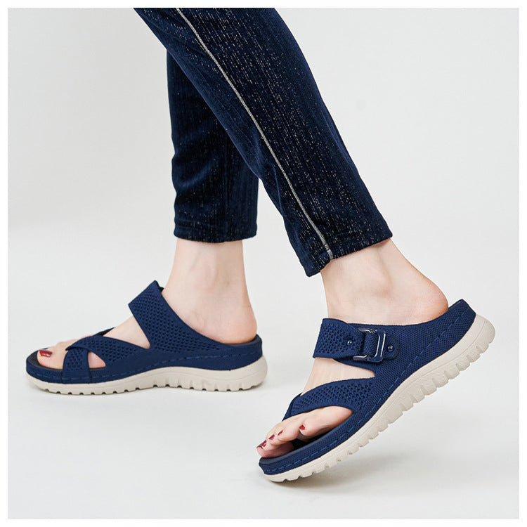 Sport Platform Sandals for Women, Ventilated Cutout Summer Walking Slides