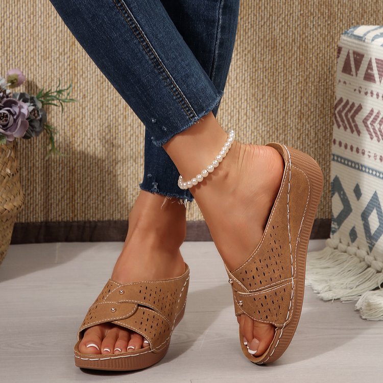 Comfortable Wedge Shoes for Women - Breathable Lightweight Summer Slides