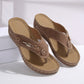 Wedge Flip Flops for Women - Comfortable Thong Sandals with Metal Buckle Detail