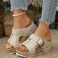 Platform Slide Sandals for Women - Comfortable Buckle Strap Summer Slippers