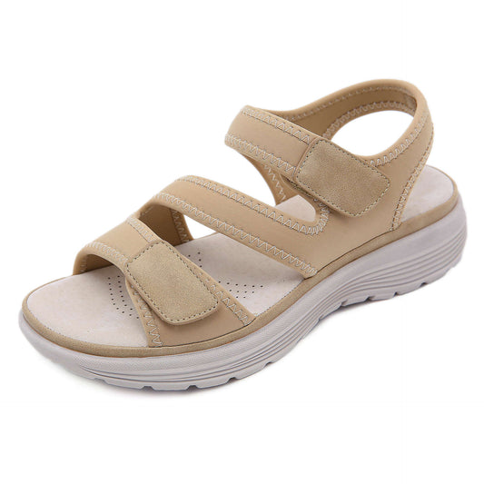 Leather Orthopedic Sandals for Women, Sporty Wedge with Arch Support