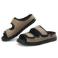 Wide diabetic open-toe sandal for swollen feet with two adjustable velcro straps, breathable mesh and a cushioned massage sole