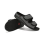 Wide diabetic open-toe sandal for swollen feet with two adjustable velcro straps, breathable mesh and a cushioned massage sole