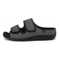 Wide diabetic open-toe sandal for swollen feet with two adjustable velcro straps, breathable mesh and a cushioned massage sole