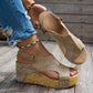 Studded Platform Wedge Sandals for Women - Peep Toe Summer Shoes with Cushioned Footbed