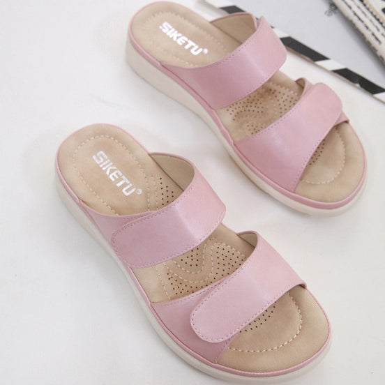 Beach Slide Sandals for Women, Velcro Massage Sponge Vacation Summer Slides