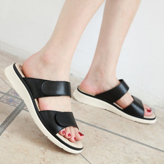 Beach Slide Sandals for Women, Velcro Massage Sponge Vacation Summer Slides