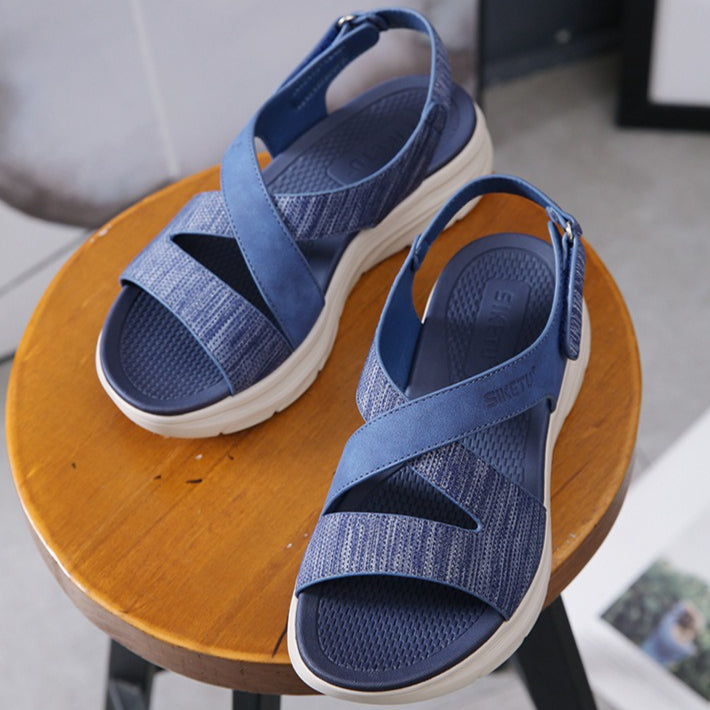 Athletic Sandals for Women, Thick-Soled Velcro Lightweight Walking Slides