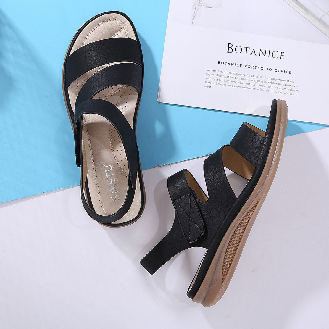 Plus Size Wedge Sandals, Retro Casual Lightweight Summer Slides for Women