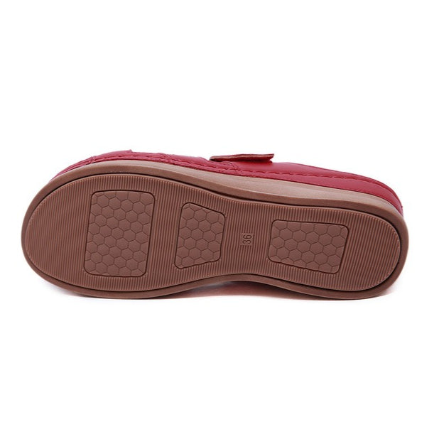Leather Wedge Sandals, Plus Size Cross-Stitched Summer Comfort Slides
