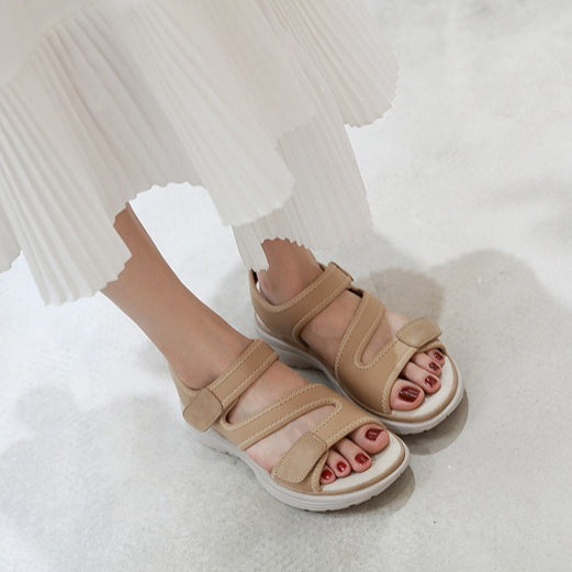 Leather Orthopedic Sandals for Women, Sporty Wedge with Arch Support