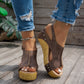 Studded Platform Wedge Sandals for Women - Peep Toe Summer Shoes with Cushioned Footbed