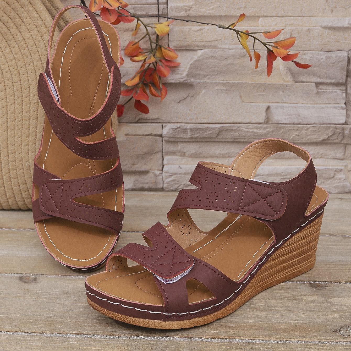 Platform Sandals for Women - Adjustable Criss-Cross Straps with Arch Support