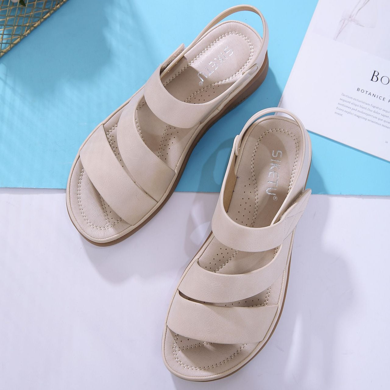Plus Size Wedge Sandals, Retro Casual Lightweight Summer Slides for Women
