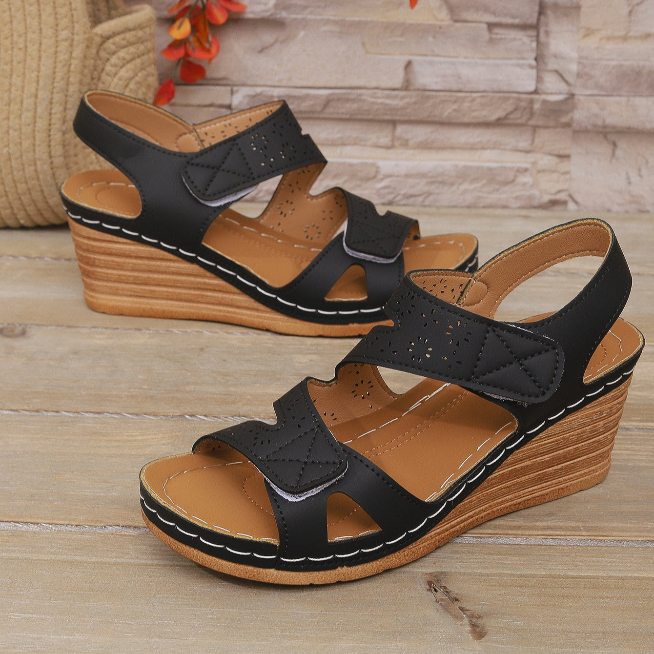 Platform Sandals for Women - Adjustable Criss-Cross Straps with Arch Support