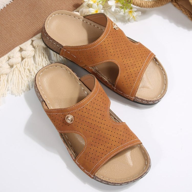 Cork Wedge Slide Sandals for Women - Lightweight Retro Platform Slippers