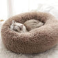 Calming Donut Cat Bed: plush fabric and stitching detail