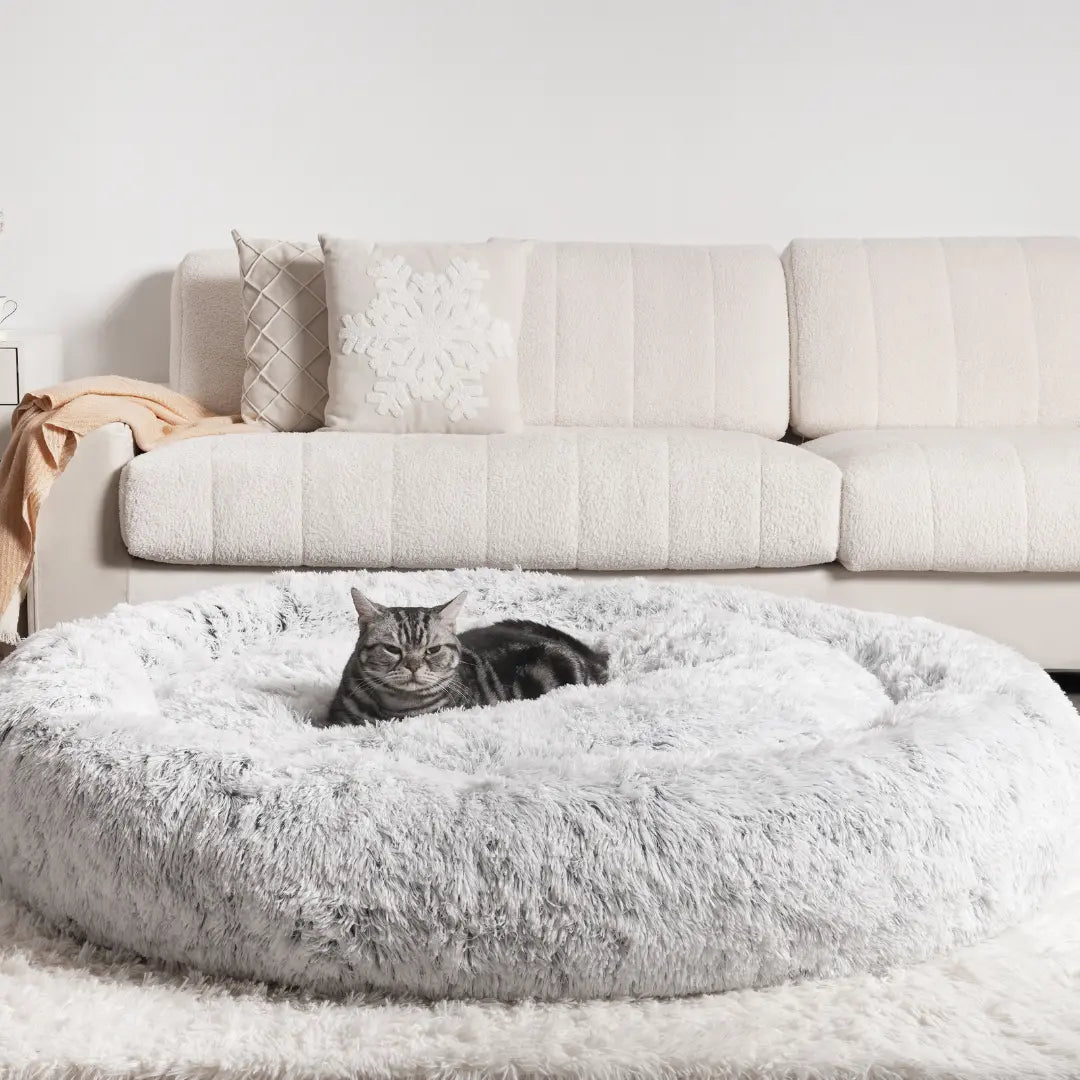 Calming Donut Cat Bed: dog resting on the bed