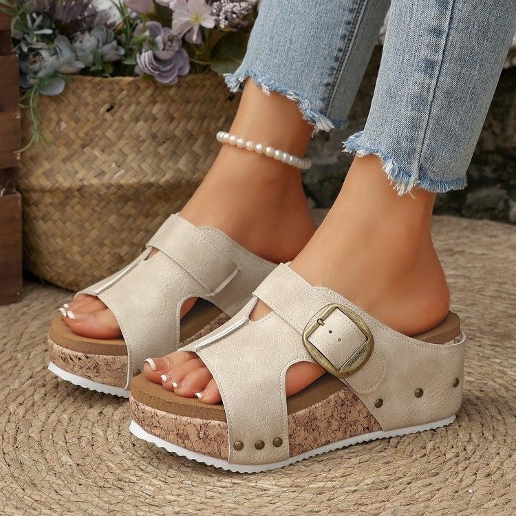 Comfortable Wedge Shoes for Women - Lightweight Slip-On Summer Sandals